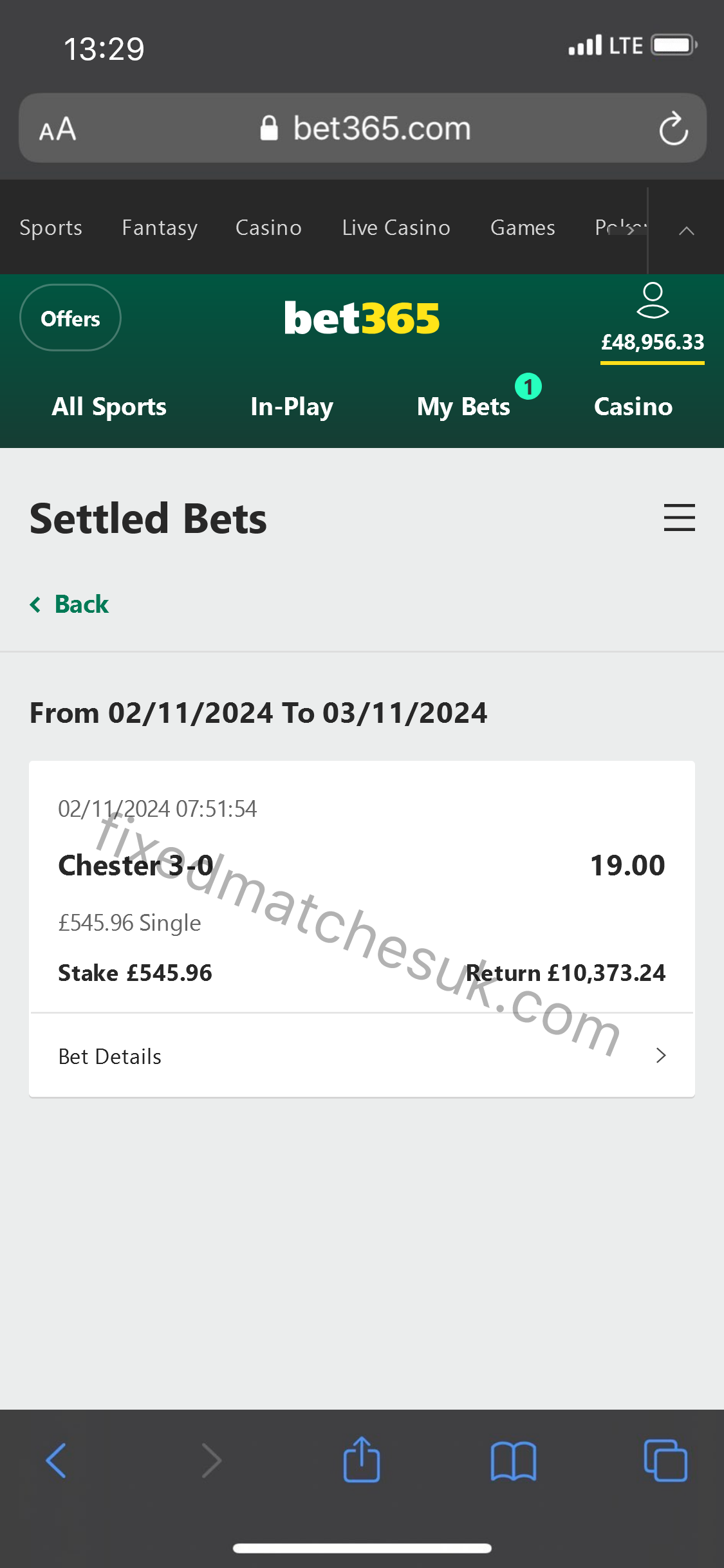 Confirm Bet Correct Score 2024